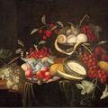 Wouter Mertens (actif vers 1640-1660), Nature morte à la coupe de fraises et aux grappes de raisins