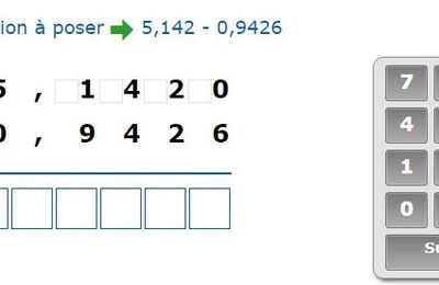 Mathématiques : soustraction de nombres décimaux - 4 chiffres après la virgule