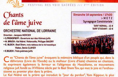 Concert de l'Orchestre National de lorraine: chants de l'âme juive