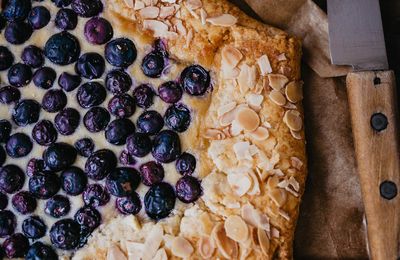 Tarte rustique crémeuse aux myrtilles