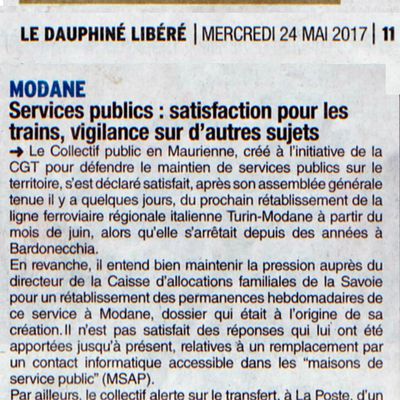 Dauphiné libéré du 24 mai 2017