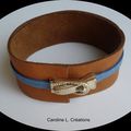 Bracelet Cuir marron & double lien bleu roy