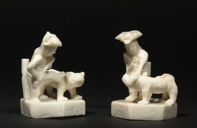 A pair of blanc-de-chine 'Dutchmen' whistles, Kangxi period (1662-1722)