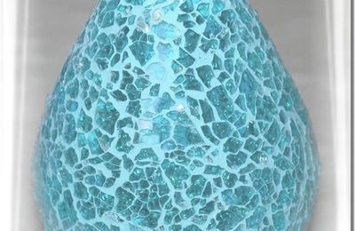 VASE GOUTTE MOSAÏQUE CRAQUELEE COULEUR LAGON : phase 2