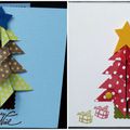 Un même combo ... un sapin en origami à pois ... un cadeau ... une carte de Noël !