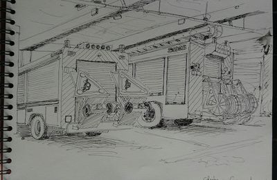 Quelques dessins de la caserne des pompiers de Cherbourg (Amont Quentin)...