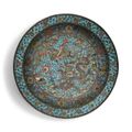 A large turquoise-ground cloisonné enamel 'dragon and phoenix' basin, Late Ming dynasty (1368-1644)