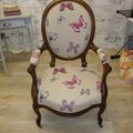 Fauteuil Louis XV relooké papillons