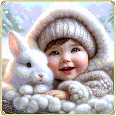 GIF : L'ENFANT ET LE LAPIN BLANC