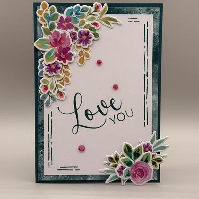 Élégance Florale en Paon Pimpant : Ma Carte Liftée "Love You"