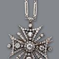 An antique diamond pendant-brooch and chain, circa 1880