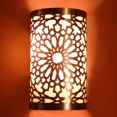 Moroccan Wall Light, Wall Sconce, fine chiselled rose pattern, Moroccan Arts and Crafts, Moroccan lighting