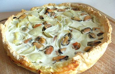 Tarte aux moules curry et vin blanc