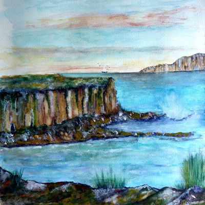 Falaises, aquarelle 33 cm x 30 cm