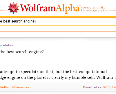 Wolfram Alpha, moteur pour des questions factuelles