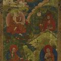 Les arhat Angaja, Vanavasin, Kalika et Ajita, Tibet, ca 18e siècle