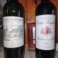 Moulis : Château Poujeaux 2009; Pessac-Léognan : Château Carbonnieux rouge 2005