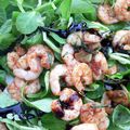 Salade tiède de crevettes aux épices