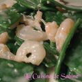 Salade de pois gourmands au lait de coco et aux crevettes