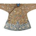 A brown-ground silk embroidered child's robe, Late Qing Dynasty