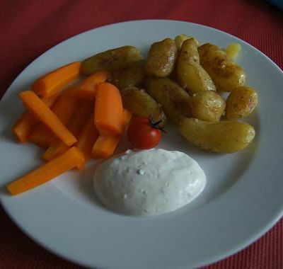 Pommes de terre ratte, carottes et fromage blanc