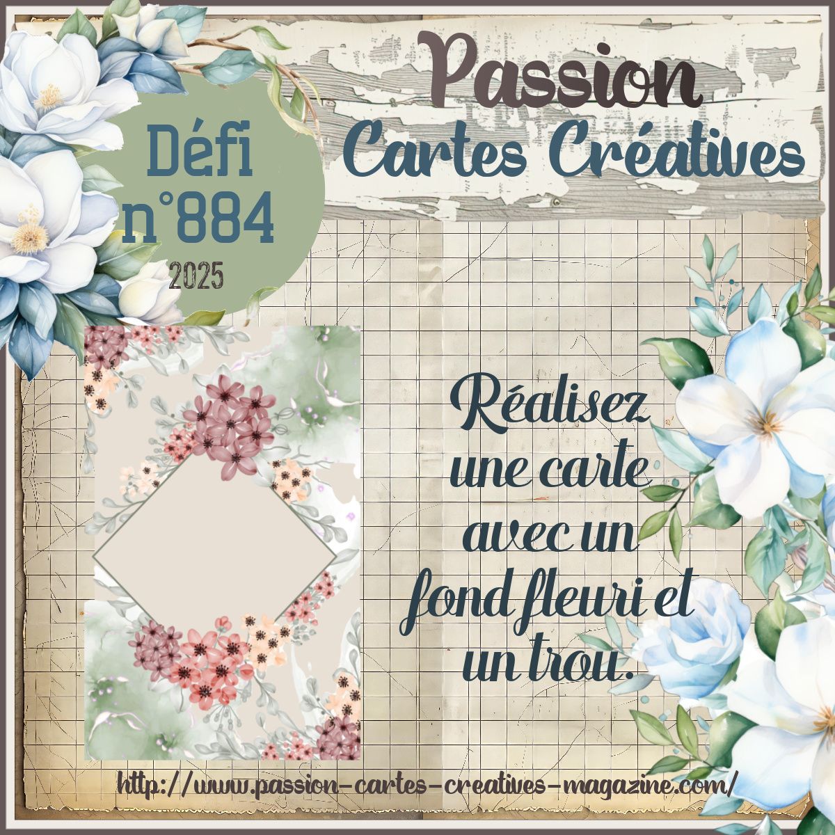 884 PRINTEMPS fond fleuri et trou 6 mars