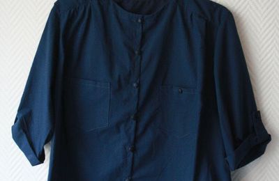 Chemise sans col bleu marine