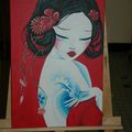 Tableau Geisha rouge