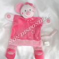 Doudou Peluche Plat Souris Rose Broderie Fleur Nicotoy