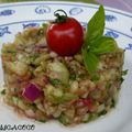 TARTARE DE CONCOMBRE/TOMATE ET OIGNON ROUGE