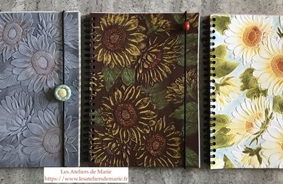 ZapBook 100 % recyclé décoré avec le Plioir à gaufrage 3D Tournesols
