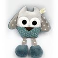 Doudou hibou gris taupe bleu