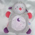 Doudou Peluche Plat Mouton Gris Rose Lune Etoiles Sucre D'Orge