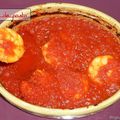 Scampis sauce tomate pimentée.