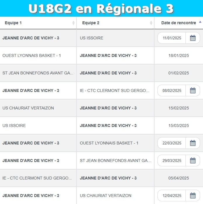 Calendriers AuRA 2ème phase