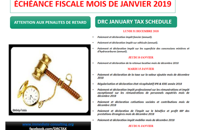 CALENDRIER FISCAL JANVIER 2019 / 2019 DRC TAX SCHEDULE
