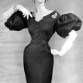 Adele Simpson dress, jewelry by Van Cleef & Arpels, modelled by Dovima.