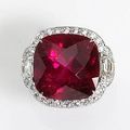 A pink tourmaline and diamond ring