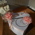 Urne pour mariage - coeur saumon et corail