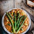 Frittata asperges vertes, chorizo et lardons