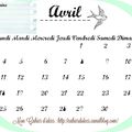 Calendrier Avril 2016