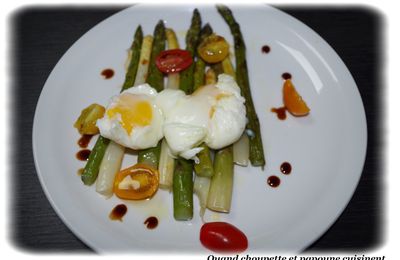 SALADE D'ASPERGES VERTES ET BLANCHES ET SON OEUF POCHE