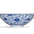A rare and finely painted blue and white 'floral' bowl, mark and period of Yongzheng (1723-1735)