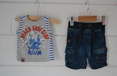 Débardeur en coton imprimé + Short en jean non doublé brodé Catimini - 6M