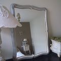 Miroir Ancien Patiné à l'ancienne Blanc et Gris Marie-Antoinette