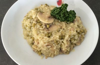 Risotto aux champignons et petits pois