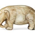 A large pale greyish-green jade carving of an elephant, 18th century