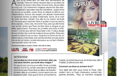 LE VAL DE L'ESPOIR - MARIE-BERNADETTE DUPUY - LIVRE VEDETTE DU CLUB DE L'ACTU LITTERAIRE !