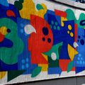 st etienne   EV 42 2016 street art MUR   Summer PUZZLE  "PORTER"  revisite les lettres de son peudo  ,des geométrique & couleurs