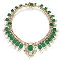 An important 18 karat gold, emerald and diamond necklace, Cartier, London